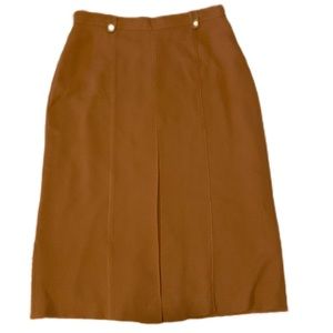 St. Sophia Paris Vintage Deep Tan Pleated MIDI Skirt.